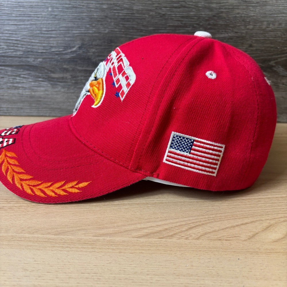 Vintage Eagle Hat Cap Strap Back Red United States USA Patriotic Adjustable - Picture 4 of 9